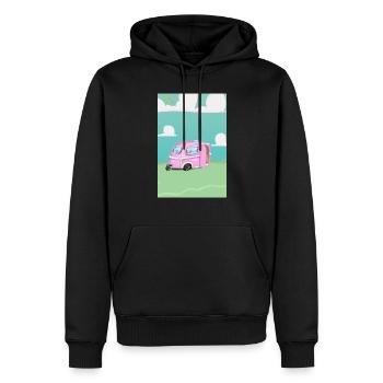 Pink Caravan Karikatur - Männer Premium Bio Hoodie - Schwarz - Vorne - Nico (187cm)