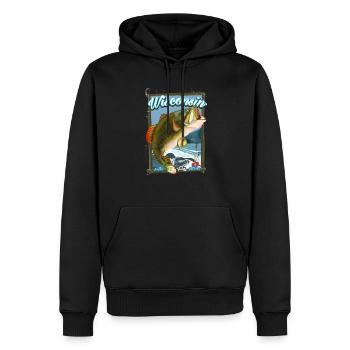 Wisconsin By Air Fishing Reiseplakat - Männer Premium Bio Hoodie - Schwarz - Vorne - Nico (187cm)