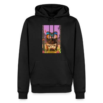 Masque Tiki - Sweat à capuche Premium bio Homme - noir - Devant - Nico (187cm)