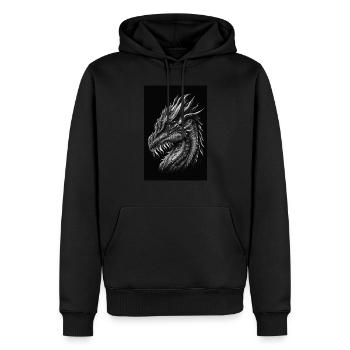 Schwarz-weißer Drache - Männer Premium Bio Hoodie - Schwarz - Vorne - Nico (187cm)
