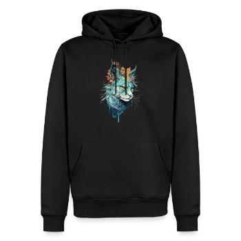 Chat voleur - Sweat à capuche Premium bio Homme - noir - Devant - Nico (187cm)