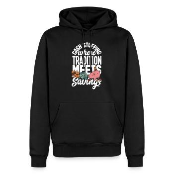 Le bourrage d’argent là où la tradition rencontre l’épargne L’argent - Sweat à capuche Premium bio Homme - noir - Devant - Nico (187cm)