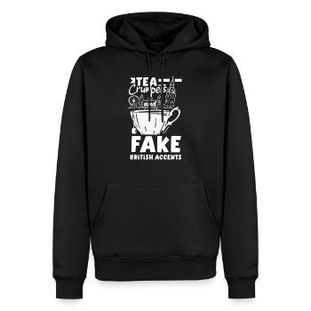 Tea Crumpets and Fake British Accents - Männer Premium Bio Hoodie - Schwarz - Vorne - Nico (187cm)