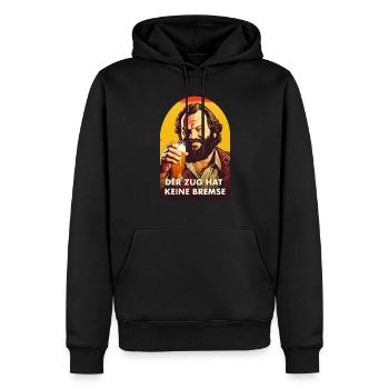 Der Zug hat keine Bremse - Männer Premium Bio Hoodie - Schwarz - Vorne - Nico (187cm)