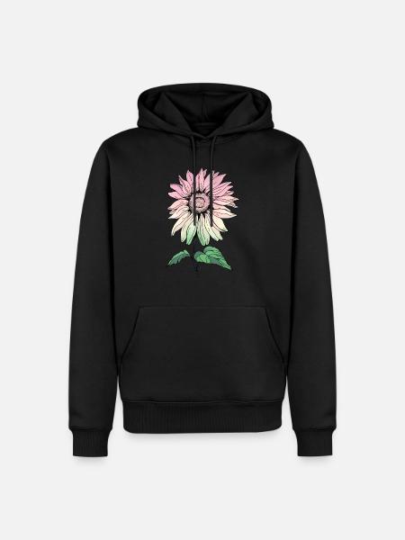 Blume - Männer Premium Bio Hoodie - Schwarz
