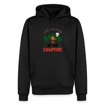 Life is Better at the Campfire - Men’s Premium Organic Hoodie - black - Front - Nico (187cm)