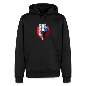 Wolf #1 - Men’s Premium Organic Hoodie - black - Front - Nico (187cm)