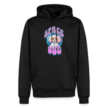 Space dog Poodle retro - Men’s Premium Organic Hoodie - black - Front - Nico (187cm)