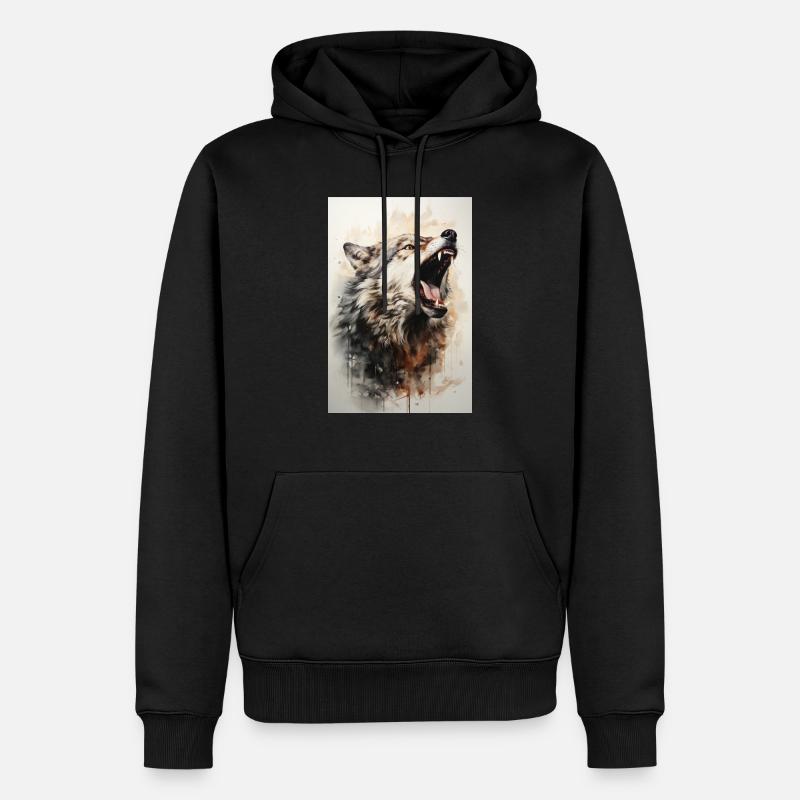 Bozkurt - grauer Wolf - Männer Premium Bio Hoodie - Schwarz