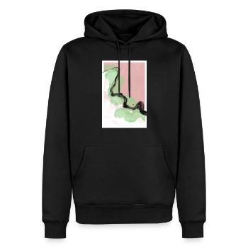 Motif japonais abstrait rose - Sweat à capuche Premium bio Homme - noir - Devant - Nico (187cm)