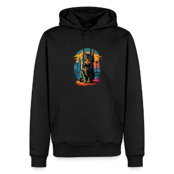 Chat dans la ville - Sweat à capuche Premium bio Homme - noir - Devant - Nico (187cm)