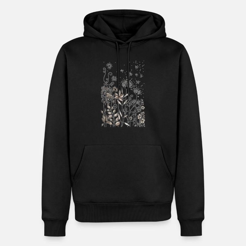 Blumen - Männer Premium Bio Hoodie - Schwarz