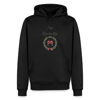 Frohe Weinhachten Rotwein Trinken Ugly Christmas - Männer Premium Bio Hoodie - Schwarz - Vorne - Nico (187cm)