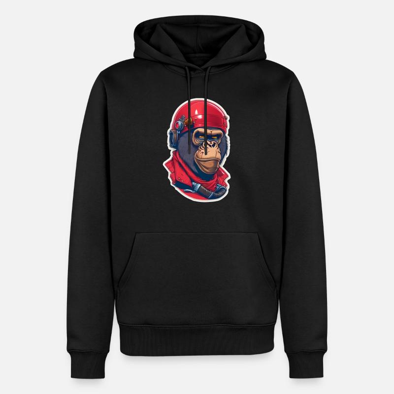 gorille motard singe - Sweat à capuche Premium bio Homme - noir