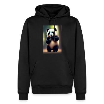 Un panda mignon - Sweat à capuche Premium bio Homme - noir - Devant - Nico (187cm)