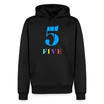 Five -5e anniversaire - Sweat à capuche Premium bio Homme - noir - Devant - Nico (187cm)
