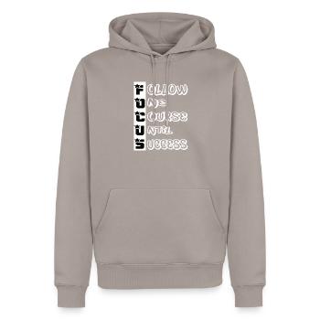 Erfolg qoutes - Männer Premium Bio Hoodie - Taupe - Vorne - Nico (187cm)