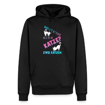 Was Ist Besser Als Eine Katze Zwei Katzen Kater Ka - Männer Premium Bio Hoodie - Schwarz - Vorne - Nico (187cm)