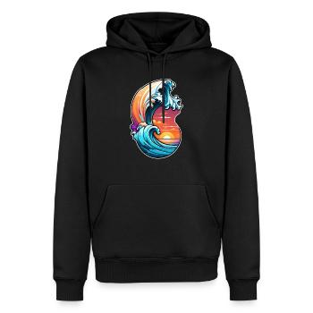 vague - été - vacances - Sweat à capuche Premium bio Homme - noir - Devant - Nico (187cm)