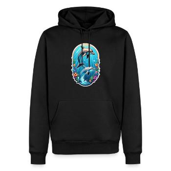 Delfin & Ozean - Männer Premium Bio Hoodie - Schwarz - Vorne - Nico (187cm)