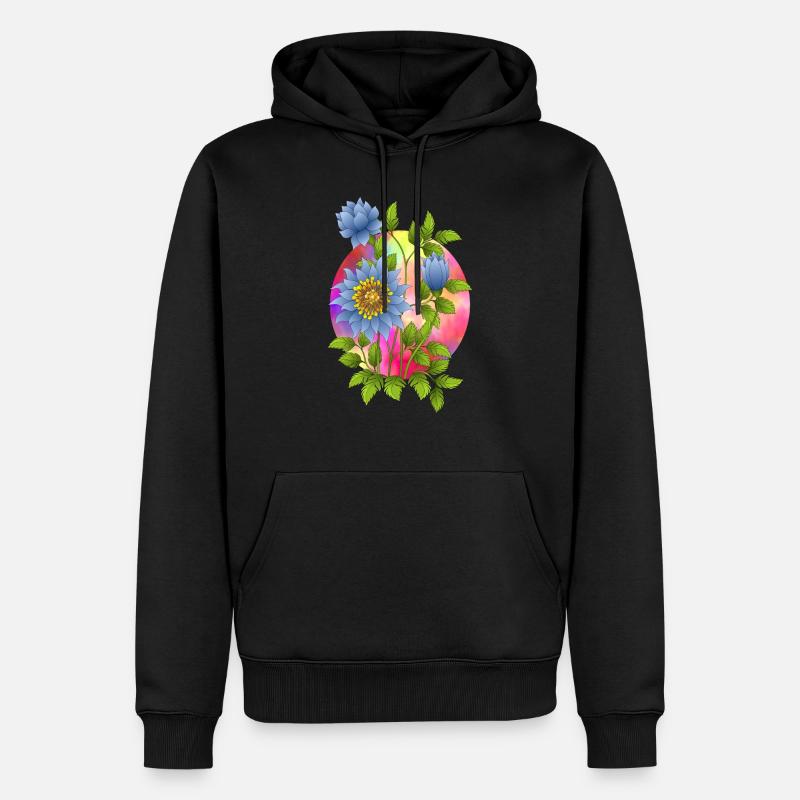 Blumen - Männer Premium Bio Hoodie - Schwarz