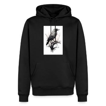 Gruseliger Schwarzer Rabe - Männer Premium Bio Hoodie - Schwarz - Vorne - Nico (187cm)