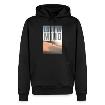 Gedankenverloren in der Wüste - Männer Premium Bio Hoodie - Schwarz - Vorne - Nico (187cm)