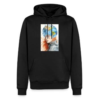 Protection de l’environnement à l’aquarelle de style changement climatique - Sweat à capuche Premium bio Homme - noir - Devant - Nico (187cm)