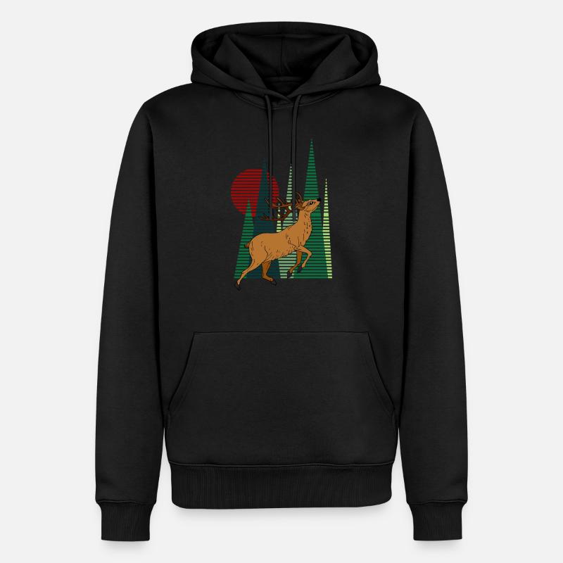 Hirsch - Männer Premium Bio Hoodie - Schwarz