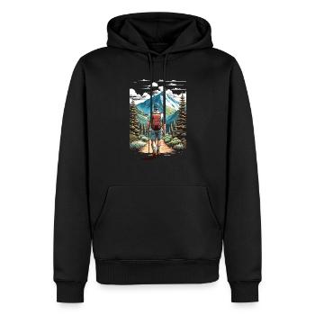 Abenteuer Bergpfad - Männer Premium Bio Hoodie - Schwarz - Vorne - Nico (187cm)