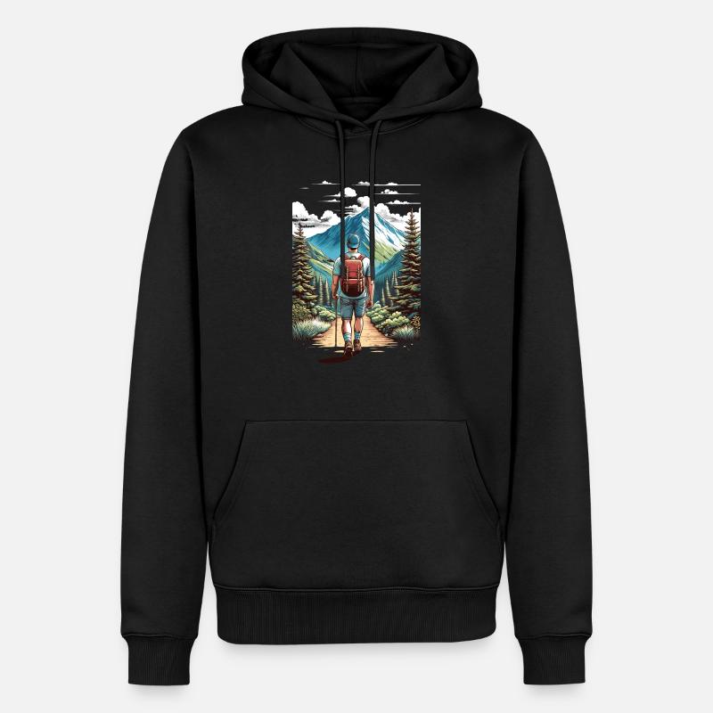 Abenteuer Bergpfad - Männer Premium Bio Hoodie - Schwarz