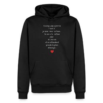 J’arrive bientôt papa-annonce grossesse papa - Sweat à capuche Premium bio Homme - noir - Devant - Nico (187cm)