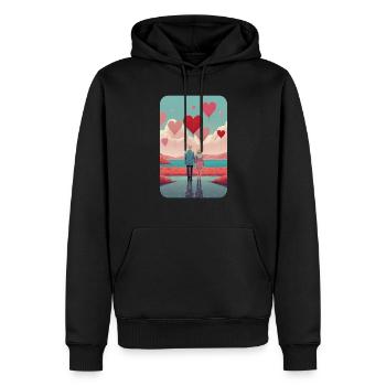 Paar am Valentinstag - Männer Premium Bio Hoodie - Schwarz - Vorne - Nico (187cm)