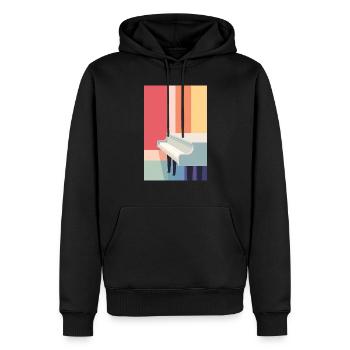 White grand piano on colorful background. - Men’s Premium Organic Hoodie - black - Front - Nico (187cm)