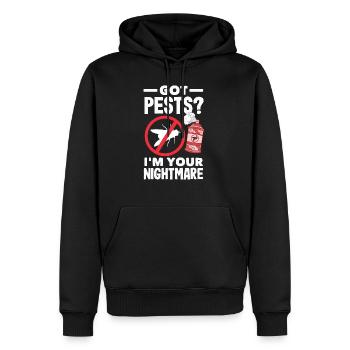 Vous avez des parasites ? Exterminateur de lutte antiparasitaire drôle - Sweat à capuche Premium bio Homme - noir - Devant - Nico (187cm)