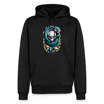 serpent squelette et tatouage - Sweat à capuche Premium bio Homme - noir - Devant - Nico (187cm)