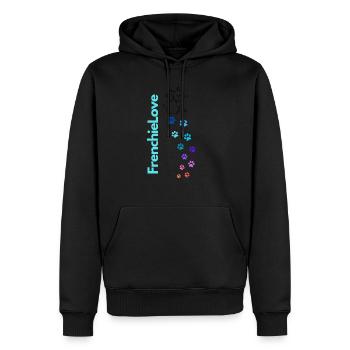 Französische Bulldoge Hund FrenchieLove - Männer Premium Bio Hoodie - Schwarz - Vorne - Nico (187cm)