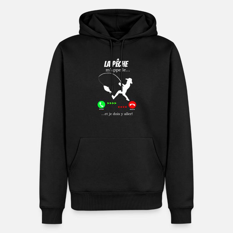 La pêche m'appelle - Sweat à capuche Premium bio Homme - noir