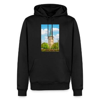 Église Sainte-Catherine d’Osnabrück - Sweat à capuche Premium bio Homme - noir - Devant - Nico (187cm)