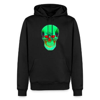 Grüner Kopf mit roten Augen - Männer Premium Bio Hoodie - Schwarz - Vorne - Nico (187cm)