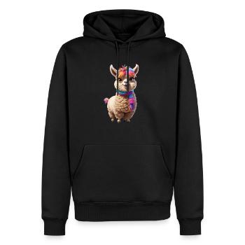 Alpaca - Men’s Premium Organic Hoodie - black - Front - Nico (187cm)