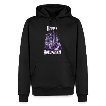Halloween – Happy Halloween gruseliges Geisterhaus - Männer Premium Bio Hoodie - Schwarz - Vorne - Nico (187cm)