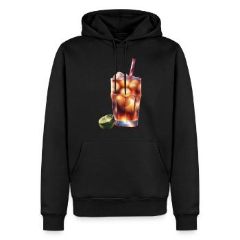Un verre de boisson soda fraîche - Sweat à capuche Premium bio Homme - noir - Devant - Nico (187cm)