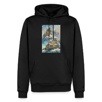 Winterliches Schloss im Sonnenlicht Winter Sunlit - Männer Premium Bio Hoodie - Schwarz - Vorne - Nico (187cm)
