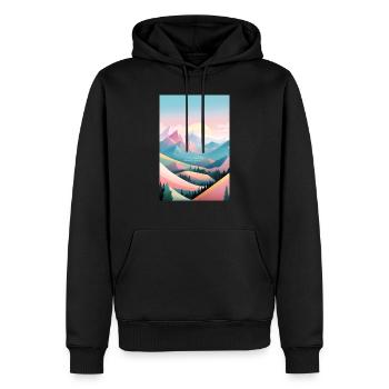 Mountain panorama in delicate colours - Horizont Berge - Men’s Premium Organic Hoodie - black - Front - Nico (187cm)