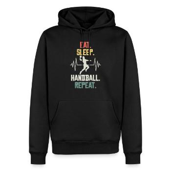 Eat Sleep Handball Repeat - Sportliches Design für - Männer Premium Bio Hoodie - Schwarz - Vorne - Nico (187cm)