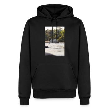 le rocher - Sweat à capuche Premium bio Homme - noir - Devant - Nico (187cm)