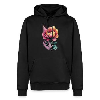 Elegante Pfingstrose - Männer Premium Bio Hoodie - Schwarz - Vorne - Nico (187cm)