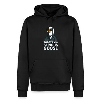 Serious goose - Männer Premium Bio Hoodie - Schwarz - Vorne - Nico (187cm)