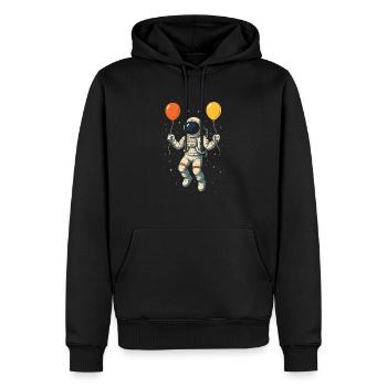 Astronaute avec des ballons colorés - Sweat à capuche Premium bio Homme - noir - Devant - Nico (187cm)